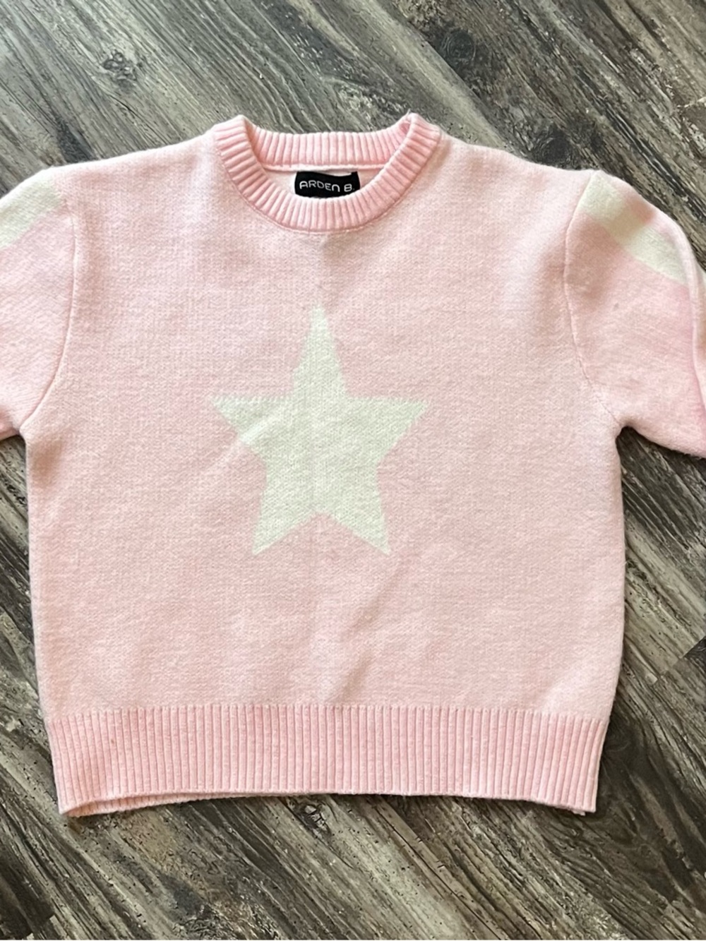 Arden B. Light Pink Ribbed Crewneck Sweater